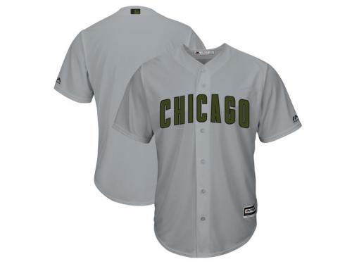 Men's Chicago Cubs Majestic Gray 2018 Memorial Day Cool Base Team Jersey