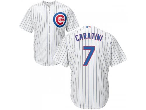 Men's Chicago Cubs Majestic White-Royal Cool Base #7 Victor Caratini Jersey