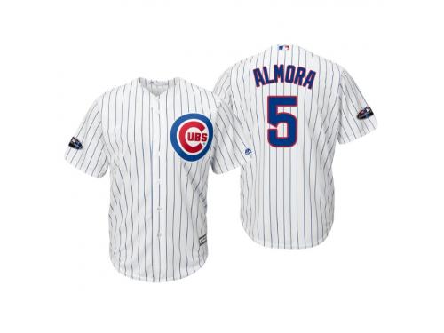 Men's Cubs 2018 Postseason Home White Albert Almora Jr Cool Base Jersey