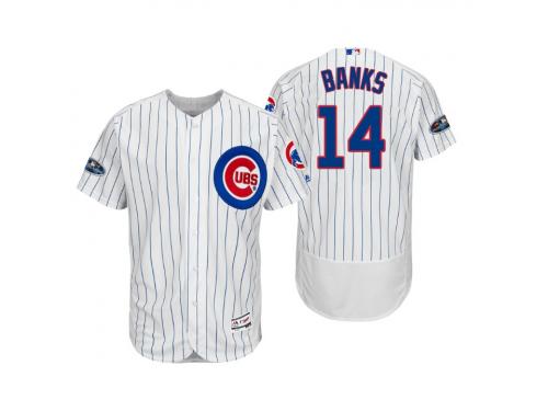 Men's Cubs 2018 Postseason White Ernie Banks Flex Base Home Jersey
