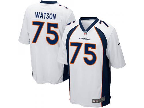 Men's Game Menelik Watson #75 Nike White Road Jersey - NFL Denver Broncos
