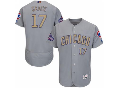 Men's Majestic Chicago Cubs #17 Mark Grace Authentic Gray 2017 Gold Champion Flex Base MLB Jersey
