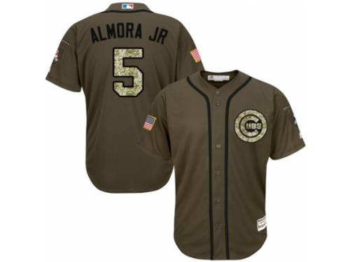 Men's Majestic Chicago Cubs #5 Albert Almora Jr Green Salute to Service MLB Jersey