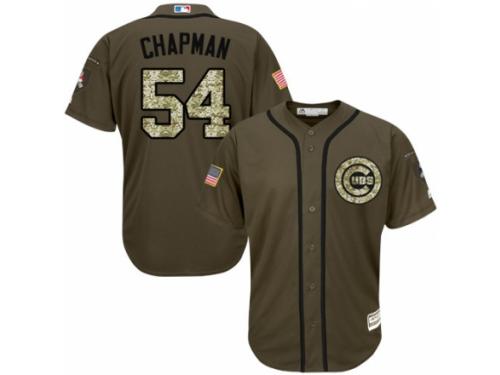 Men's Majestic Chicago Cubs #54 Aroldis Chapman Green Salute to Service MLB Jersey