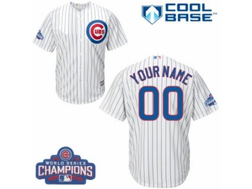 Men's Majestic Chicago Cubs Customized White Home 2016 World Series Champions Cool Base MLB Jersey