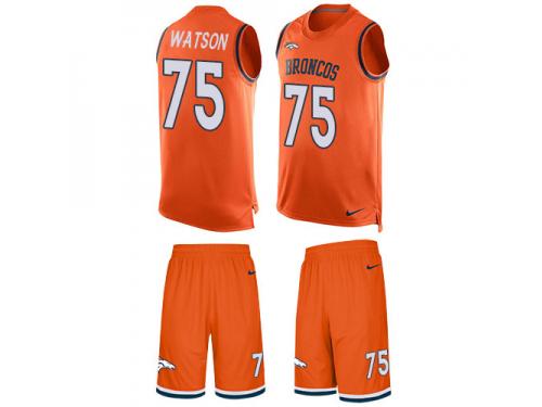Men's Menelik Watson #75 Nike Orange Jersey - NFL Denver Broncos Tank Top Suit
