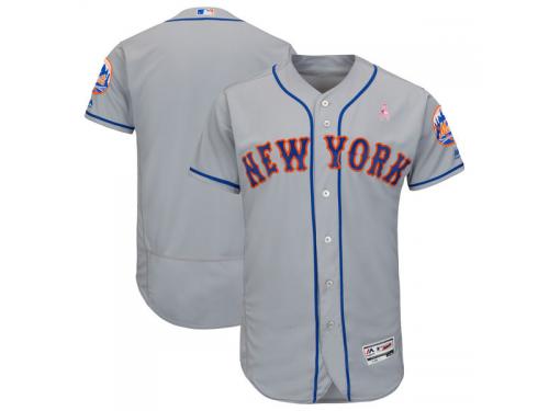 Men's New York Mets Majestic Gray 2018 Mother's Day Road Flex Base Team Jersey