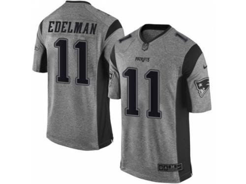 Men's Nike New England Patriots #11 Julian Edelman Limited Gray Gridiron NFL Jersey