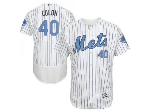 Mets #40 Bartolo Colon White (Blue Strip) Flexbase Authentic Collection 2016 Father Day Stitched Baseball Jersey