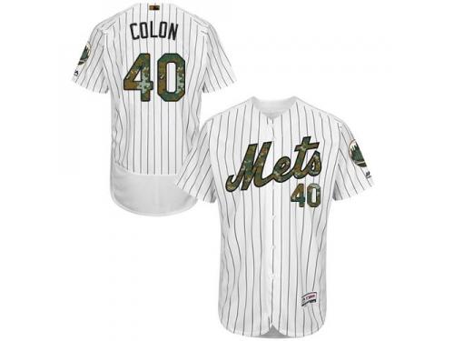Mets #40 Bartolo Colon White (Blue Strip) Flexbase Authentic Collection 2016 Memorial Day Stitched Baseball Jersey