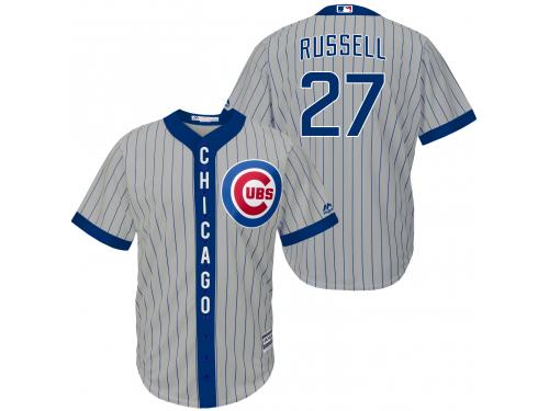 MLB Chicago Cubs #27 Addison Russell Men Fashion Grey Cool Base Jerseys