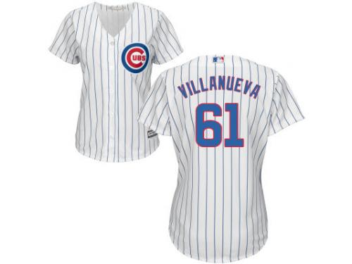 MLB Chicago Cubs #61 Christian Villanueva Women White Cool Base Jersey