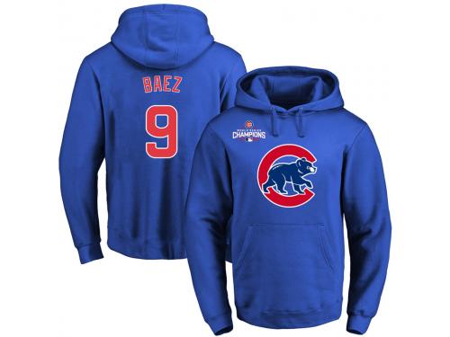 MLB Men Chicago Cubs #9 Javier Baez Royal Team Color Primary Logo Pullover Hoodie