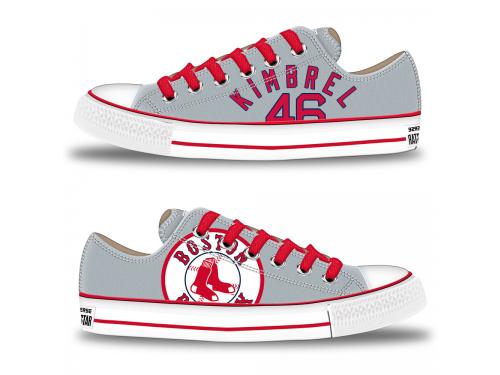 MLB Men/Women Boston Red Sox #46 Craig Kimbrel Gray Hand Painted Unisex Low-Top Canvas Shoes