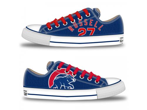 MLB Men/Women Chicago Cubs #27 Addison Russell Royal Hand Painted Unisex Low-Top Canvas Shoes