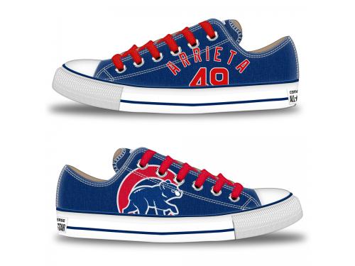 MLB Men/Women Chicago Cubs #49 Jake Arrieta Royal Hand Painted Unisex Low-Top Canvas Shoes