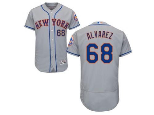 MLB New York Mets #68 Dario Alvarez Men Grey Authentic Flexbase Collection Jersey