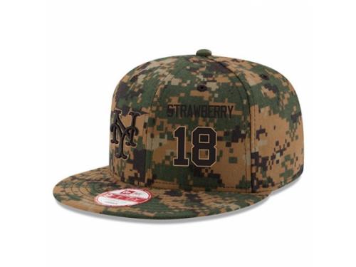 MLB 's New York Mets #18 Darryl Strawberry New Era Digital Camo Memorial Day 9FIFTY Snapback Adjustable Hat