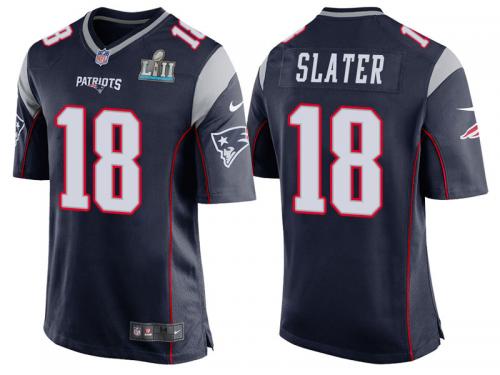 NEW ENGLAND PATRIOTS #18 MATTHEW SLATER NAVY SUPER BOWL LII BOUND GAME JERSEY