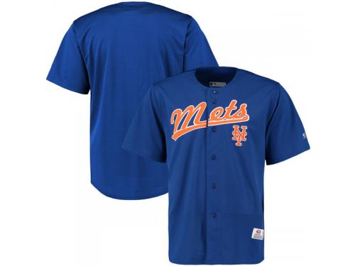 New York Mets Stitches Polyester Button-Up Jersey - Royal