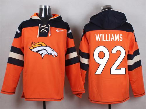 NFL Denver Broncos (NT) #92 Sylvester Williams Men Orange Pullover Hoodie