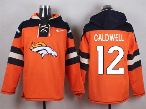 NFL Denver Broncos (WR) #12 Andre Caldwell Men Orange Pullover Hoodie