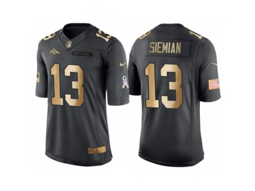 Nike Denver Broncos #13 Trevor Siemian Anthracite 2016 Christmas Gold Men's NFL Limited Salute to Service Jersey