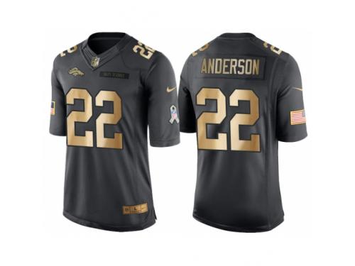 Nike Denver Broncos #22 C.J. Anderson Anthracite 2016 Christmas Gold Men's NFL Limited Salute to Service Jersey