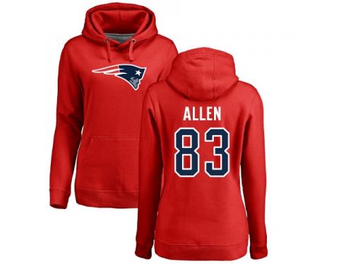 Nike Dwayne Allen Red Name & Number Logo Women's - NFL New England Patriots #83 Pullover Hoodie