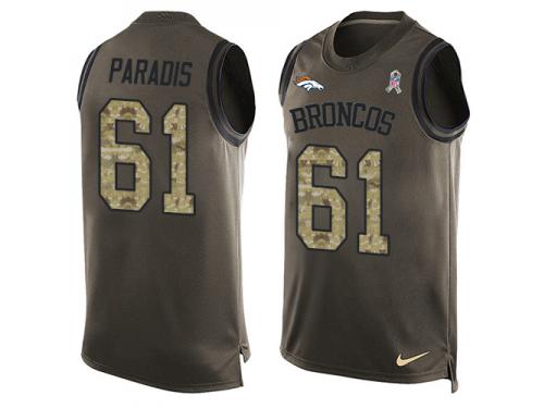 Nike Matt Paradis Green Men's Jersey - NFL Denver Broncos #61 Salute to Service Tank Top