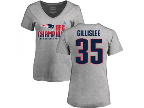Nike Mike Gillislee Heather Gray 2017 AFC Champions V-Neck Women's - NFL New England Patriots #35 T-Shirt
