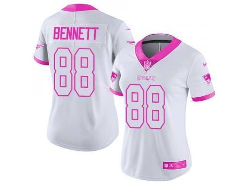 Nike Patriots #88 Martellus Bennett White Pink Women Stitched NFL Limited Rush Fashion Jersey