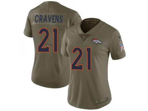 Nike Su'a Cravens Limited Olive Women's Jersey - NFL Denver Broncos #21 2017 Salute to Service
