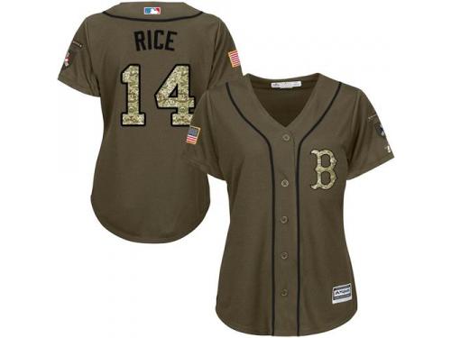 Red Sox #14 Jim Rice Green Salute to Service Women Stitched Baseball Jersey