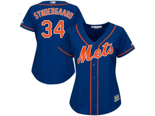 Royal Blue Authentic Noah Syndergaard Women's Jersey #34 Cool Base MLB New York Mets Majestic Alternate Home