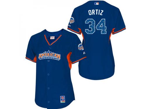 Royal Blue David Ortiz Men #34 Majestic MLB Boston Red Sox American League 2013 All-Star BP Jersey
