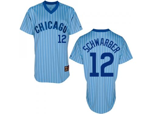 Royal Blue Kyle Schwarber Men #12 Majestic MLB Chicago Cubs Cooperstown Jersey