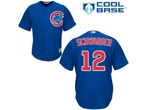 Royal Blue Kyle Schwarber Women #12 Majestic MLB Chicago Cubs Cool Base Alternate Jersey