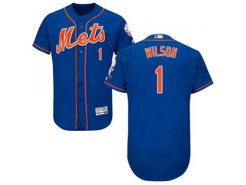 Royal Blue Mookie Wilson Men #1 Majestic MLB New York Mets Flexbase Collection Jersey