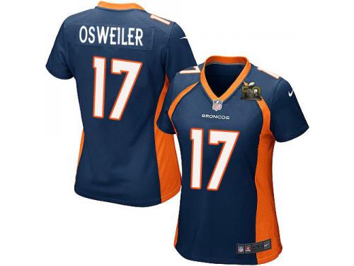 Super Bowl 50 Denver Broncos Brock Osweiler Women's Alternate Jersey - Navy Blue Nike NFL #17 Game