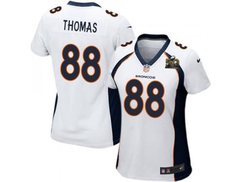 Super Bowl 50 Denver Broncos Demaryius Thomas Women's Road Jersey - White Nike NFL #88 Game