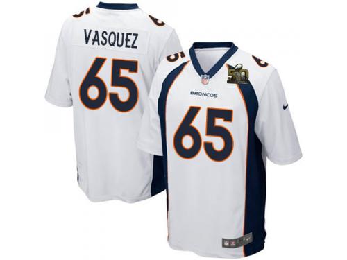Super Bowl 50 Men Nike NFL Denver Broncos #65 Louis Vasquez Road White Game Jersey