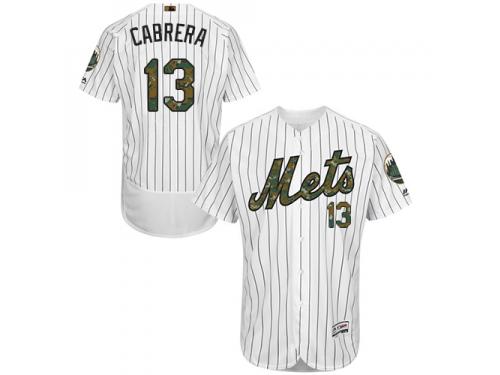 White Asdrubal Cabrera Men #13 Majestic MLB New York Mets 2016 Memorial Day Fashion Flex Base Jersey