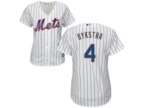White Authentic Lenny Dykstra Women's Jersey #4 Cool Base MLB New York Mets Majestic Home