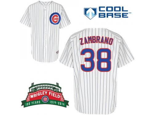 White Carlos Zambrano Men #38 Majestic MLB Chicago Cubs Cool Base Home Jersey