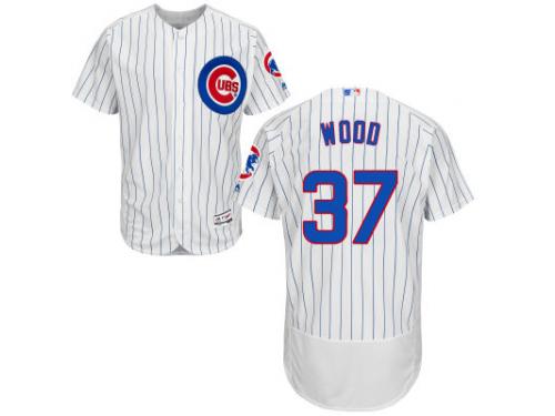White Travis Wood Men #37 Majestic MLB Chicago Cubs Flexbase Collection Jersey