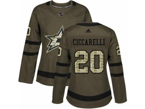 Women Adidas Dallas Stars #20 Dino Ciccarelli Green Salute to Service NHL Jersey