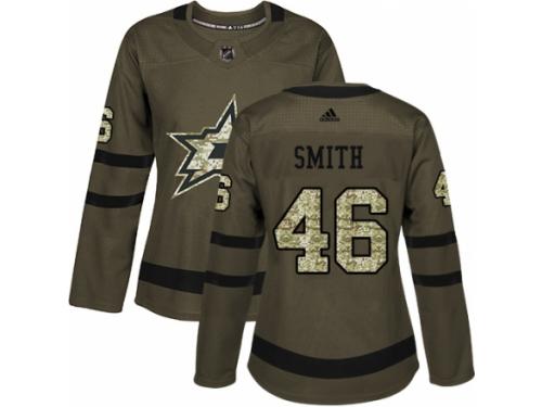 Women Adidas Dallas Stars #46 Gemel Smith Green Salute to Service NHL Jersey
