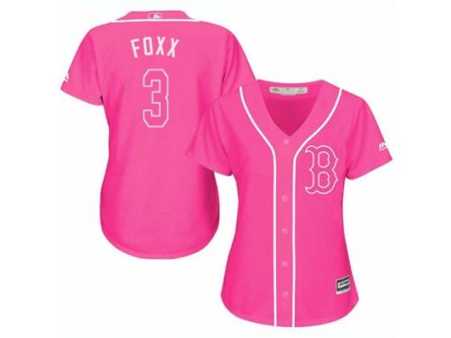 Women Majestic Boston Red Sox #3 Jimmie Foxx Pink Fashion MLB Jersey