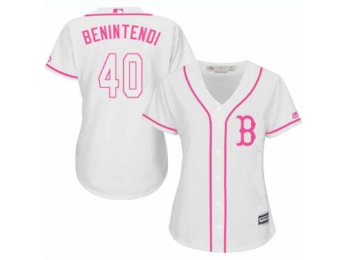 Women Majestic Boston Red Sox #40 Andrew Benintendi White Fashion MLB Jersey